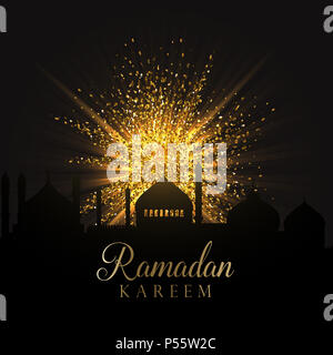 Decorative Ramadan background with gold glitter explosion Stock Photo