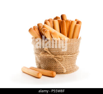 Salted  bread sticks isolated on white Stock Photo