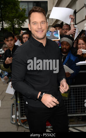 Celebrities at BBC Radio 2 including Bryce Dallas Howard, Chris Pratt and The Jacksons  Featuring: Chris Pratt Where: London, United Kingdom When: 25 May 2018 Credit: Tony Oudot/WENN Stock Photo