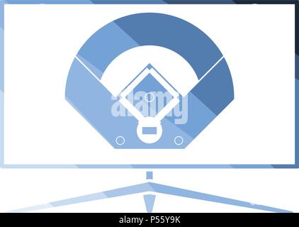Baseball tv translation icon. Flat color design. Vector illustration. Stock Vector