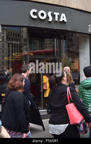 A branch of the coffeehouse, Costa Coffee on Cannon Street in the City of London. Stock Photo