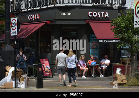 A branch of the coffeehouse, Costa Coffee on Chalk Farm Road, Camden, North London. Stock Photo