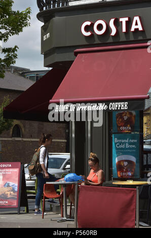 A branch of the coffeehouse, Costa Coffee on Chalk Farm Road, Camden, North London. Stock Photo