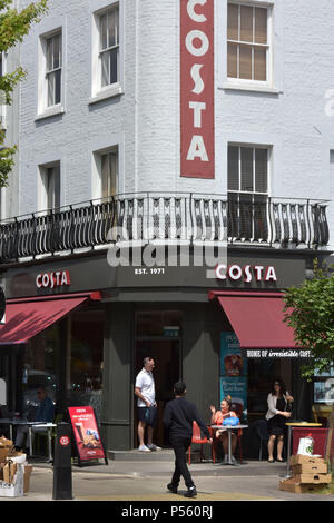 A branch of the coffeehouse, Costa Coffee on Chalk Farm Road, Camden, North London. Stock Photo