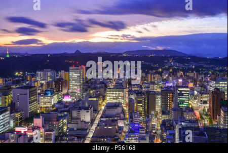 Sendai, Japan - Oct 3, 2017. Night view of Sendai, Japan