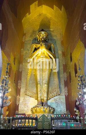 South facing Kassapa Buddha statue, Ananda temple, Bagan, Myanmar Stock Photo