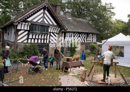 Sheffield, UK - Oct 7 : Knights in Battle Medieval Society host a medieval fayre on 7 Oct 2017 at The Bishops House, Meersbrook Park Stock Photo