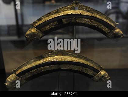 Viking Art. Northern Europe. Two fine collars for carriage horses were found buried near the burial mound Bjerringhoj. National Museum of Denmark. Stock Photo