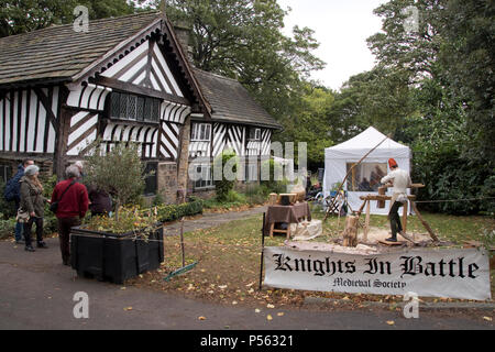 Sheffield, UK - Oct 7 : Knights in Battle Medieval Society host a medieval fayre on 7 Oct 2017 at The Bishops House, Meersbrook Park Stock Photo