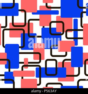 Vector abstract squares seamless vitage red and blue pattern Stock Vector