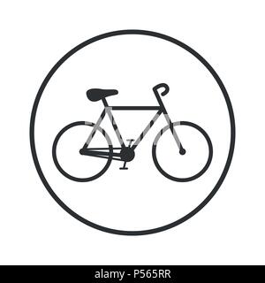 Bicycle icon in black circle, iconic symbol inside a circle, on white background. Vector Iconic Design. Stock Vector