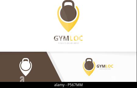 Fitness gps map pin pointer Gym logo design template, design for