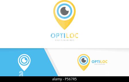 Vector eye and map pointer logo combination. Unique vision logotype ...