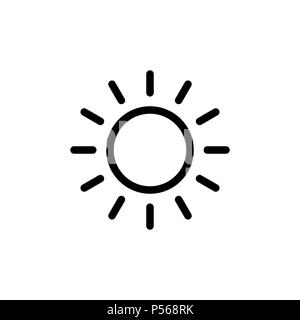Sun icon for simple flat style weather ui design. Stock Vector