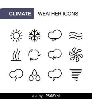 Conditioning icons set for simple flat style weather ui design. Stock Vector