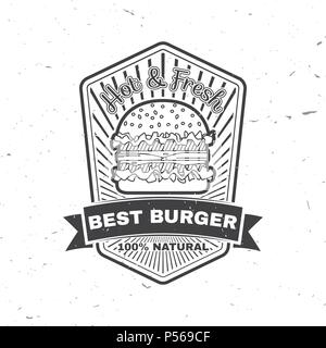 Vintage fast food badge, banner or logo emblem. Elements on the