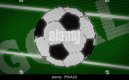 Goal title on big green LED display. Shining message GOAL on big screen ...