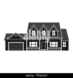 Vector silhouette suburban american house. For web design and application interface, also useful for infographics. Family house icon isolated on white Stock Vector
