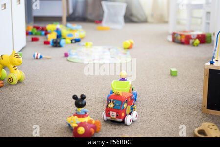 A mess in the children's room. Abstraction of childhood Stock Photo