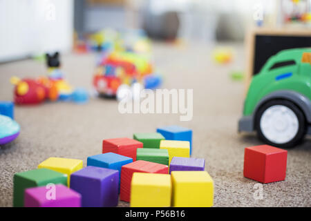 A mess in the children's room. Abstraction of childhood Stock Photo