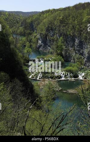 Croatia. Plitvice Lakes National Park. Founded in 1949. UNESCO World Heritage Site. Stock Photo