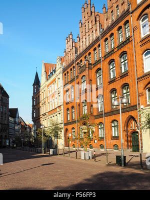 Traditional houses across the Marktkirche in old town Hanover, Germany Stock Photo