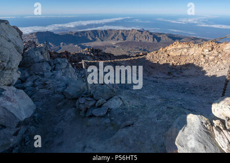 Canary Islands, Tenerife, Aerial views from the Summit of Mount Teide, at 3718m altitude. Stock Photo