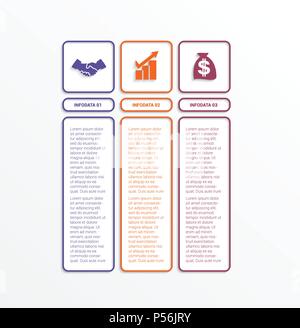Business infographics template with 3 options, parts or processes for web design, annual report, diagram, presentation. Stock Vector