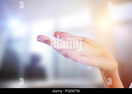 Composite image of cropped hand of woman gesturing Stock Photo