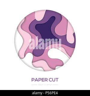 Purple abstract layout - vector paper cut banner Stock Vector