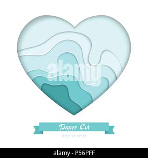 Turquois abstract layout - vector paper cut banner Stock Vector