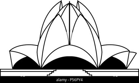 Lotus temple isolated in black and white Stock Vector Image & Art - Alamy