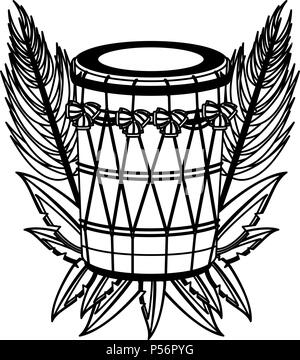 indian drum instrument in black and white Stock Vector