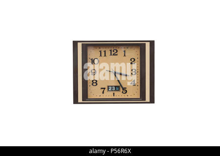 Square clock on isolated Stock Photo