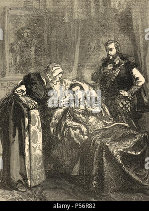 King Edward VI on his deathbed, 1553 Stock Photo