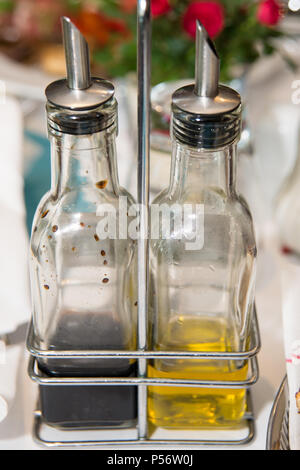 Set of Oil and vinegar on a table Stock Photo