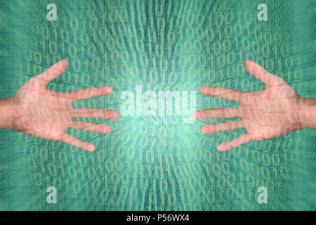 conceptual background image of hands reaching each other Stock Photo