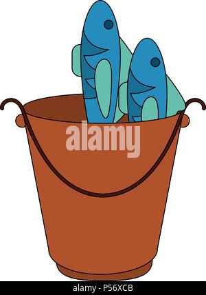 Fishes in bucket Stock Vector