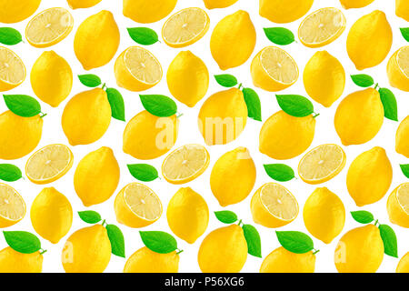 Seamless pattern with lemons. Lemon isolated on white background. Stock Photo