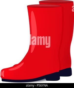 Vector illustration of red color rubber boots Stock Vector