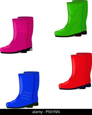 Vector illustration of a set of rubber boots Stock Vector