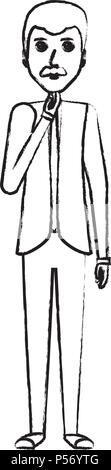 Cartoon businessman standing and thinking over white background, vector ...