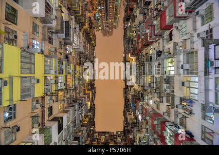 Old apartment house in Hong Kong, Yick Fat building Stock Photo