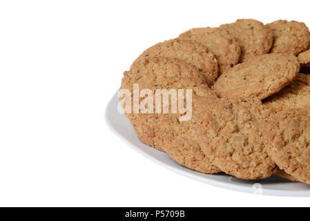 closeup plate of oatmeal cookies Stock Photo