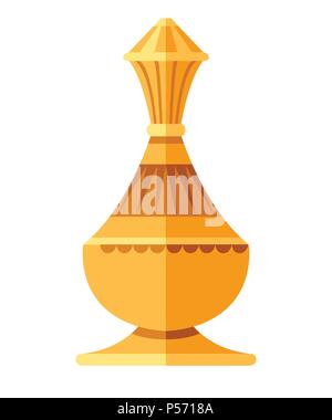 Beautiful traditional jug. Arabic classic water jug. Flat style vector illustration. Isolated on white background. Stock Vector