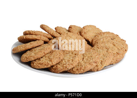 isolated plate of oatmeal cookie Stock Photo