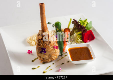 lamb shank with vegetable and gravy Stock Photo