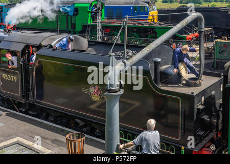 Mid Hants Railway Stanier Black 5 No.45379 Locomotive at Ropley heritage railway train station on the Watercress Line in Hampshire 2018, England, UK Stock Photo