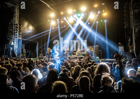 Denmark, Copenhagen - June 22, 2018. The American heavy metal band Soulfly performs a concert during the Danish heavy metal festival Copenhell 2018 in Copenhagen. (Photo credit: Gonzales Photo - Peter Troest). Stock Photo