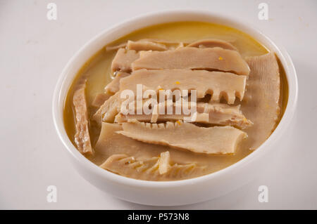 Dried bamboo shoots in soup Stock Photo